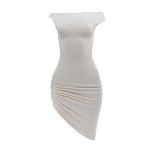 DAVIS Active Drape Asymmetric Dress in Ivory